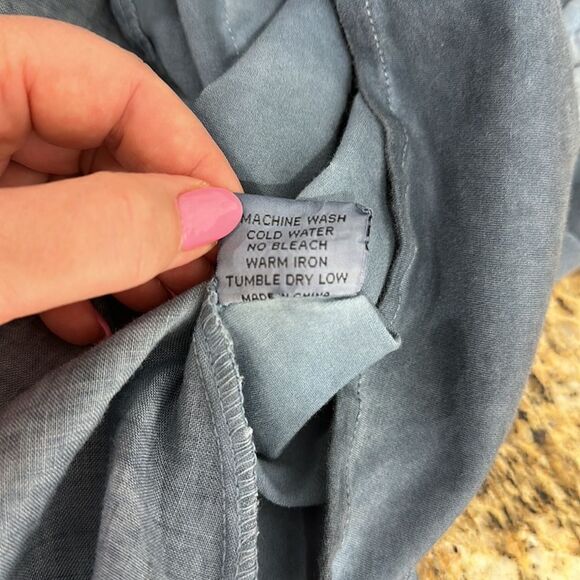 Dance In Paris Blue Chambray Sleeveless Mini Dress Size L - Picture 7 of 9